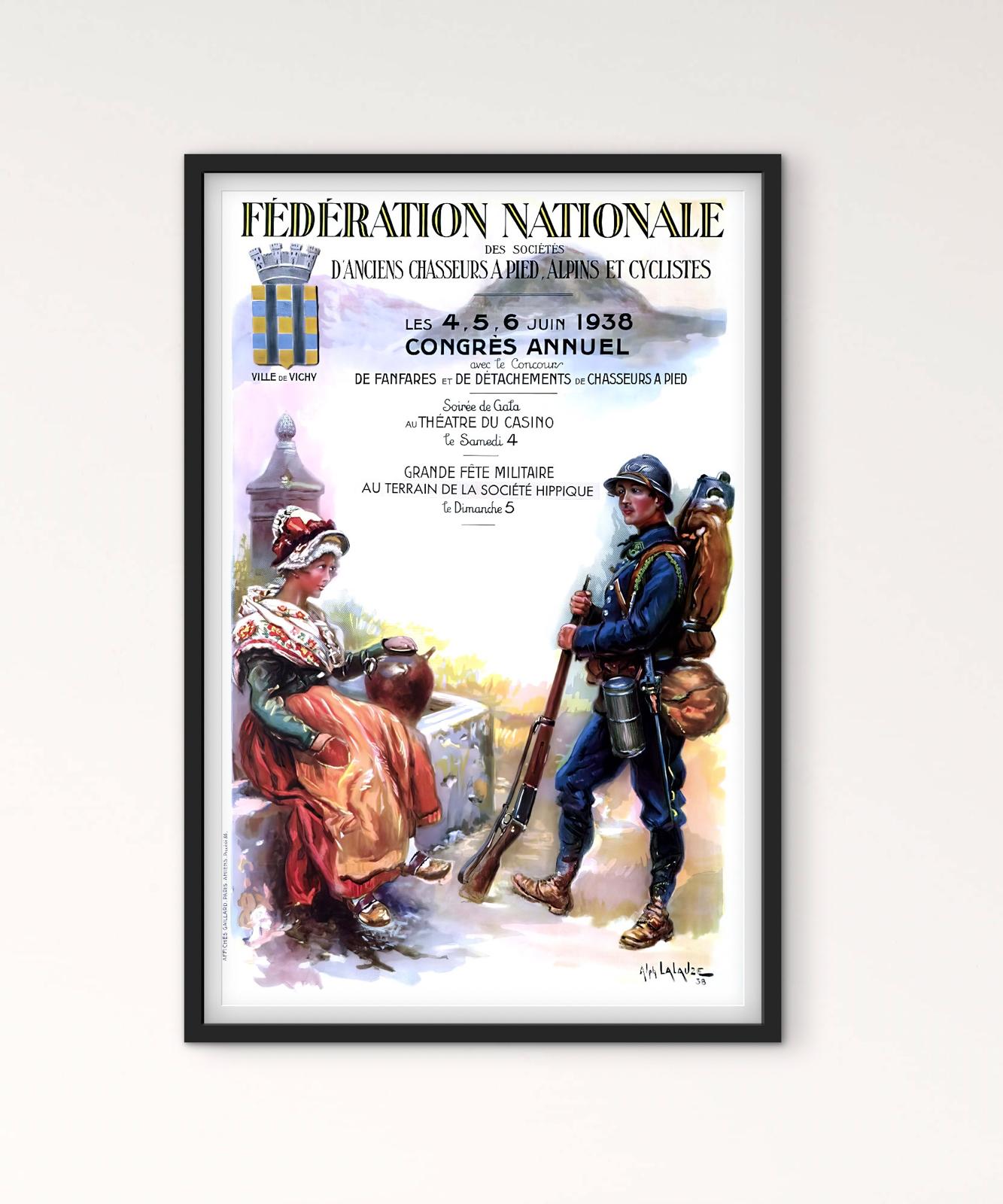 Affiche Chasseurs Alpins Fédération Nationale 1938