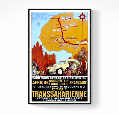 Affiche Afrique occidentale équatoriale compagnie transsaharienne