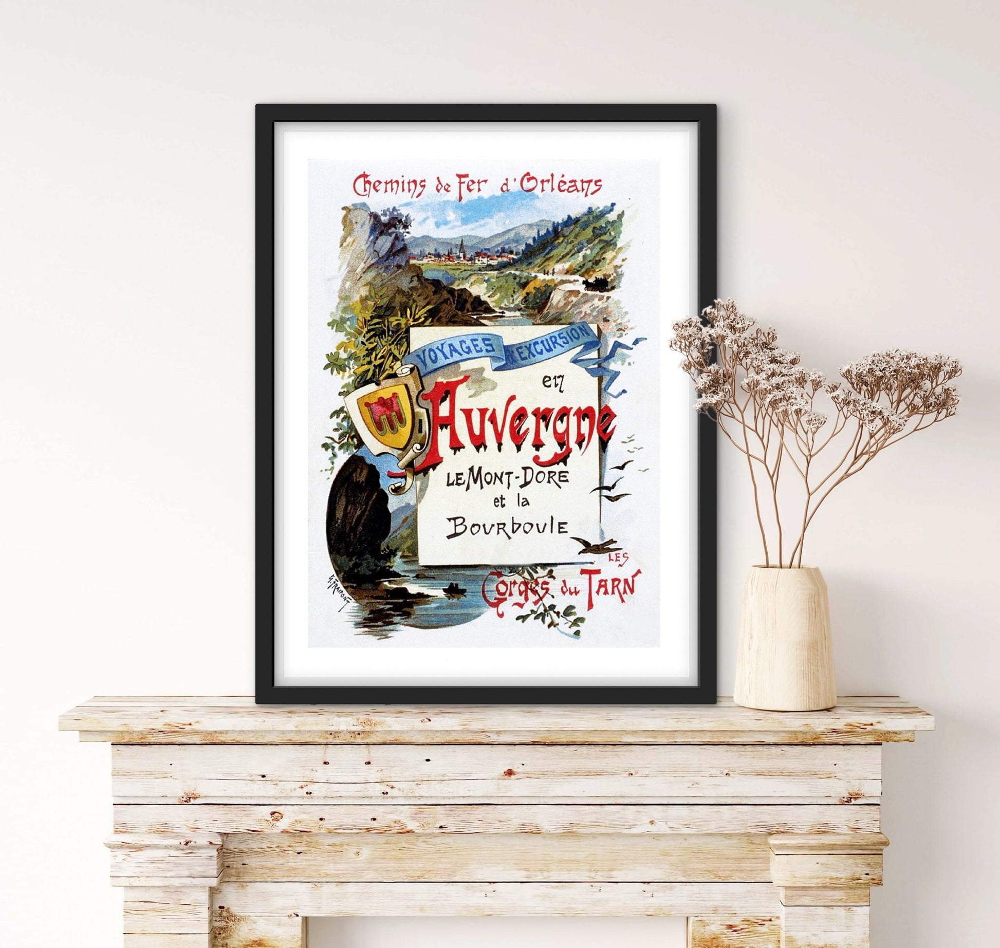 Affiche Auvergne Mont Doré Bourboule gorges du Tarn affichevintagefrance