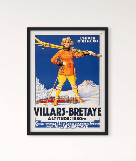 Affiche Ski Suisse Villars Bretaye Ollon affichevintagefrance