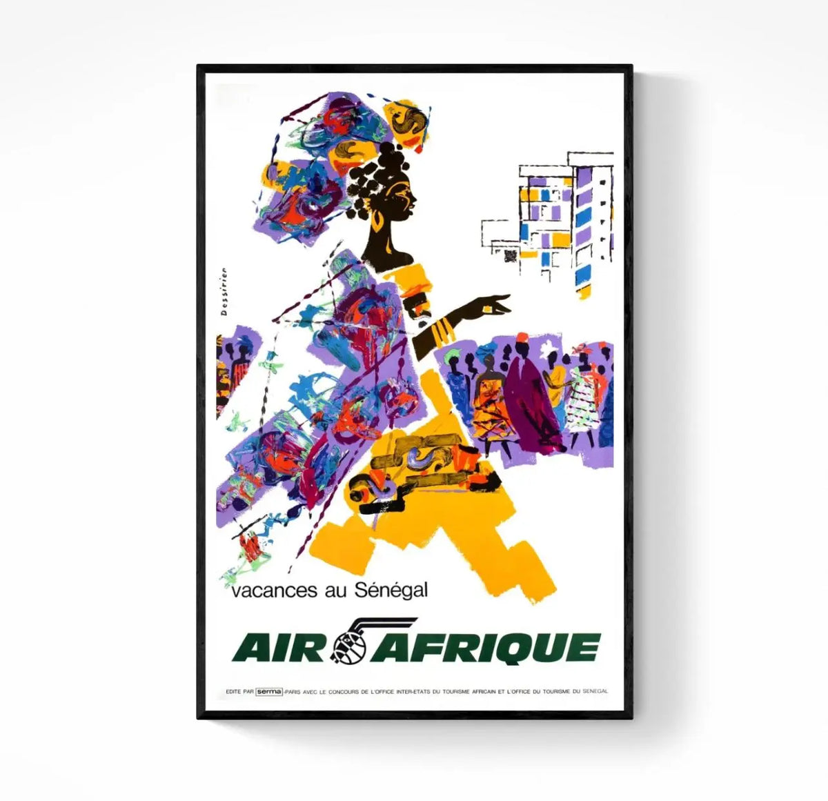 Affiche Air Afrique Vacances Sénégal affichevintagefrance