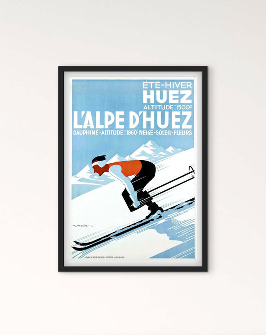 Affiche station Ski Alpe d'Huez Dauphiné affichevintagefrance
