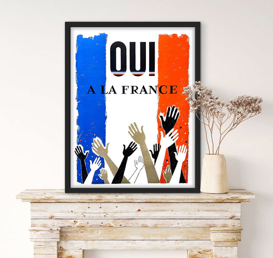 Affiche référendum du 28 septembre 1958 oui à la France Charles De Gaulle décolonisation affichevintagefrance