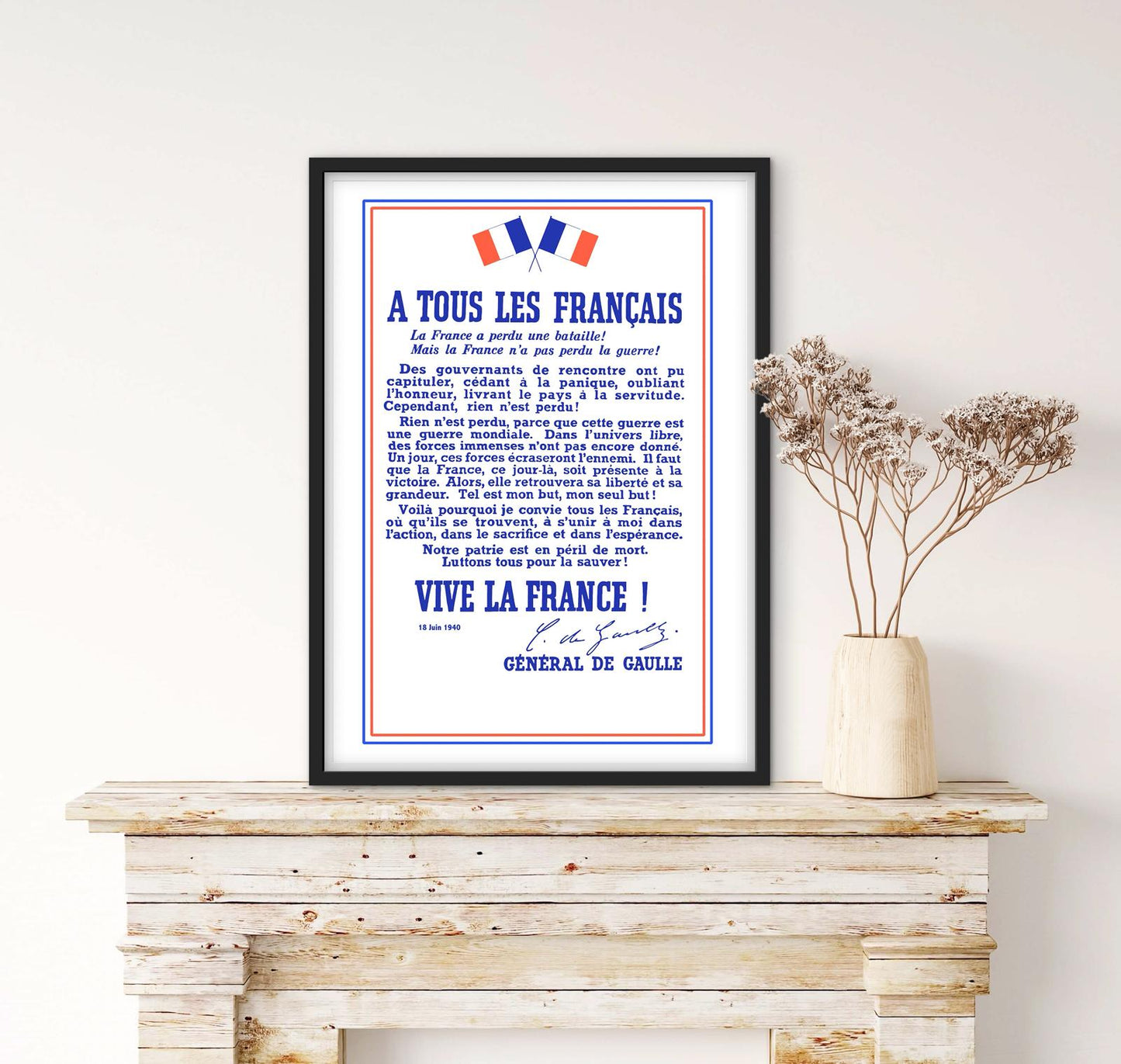Affiche Général Charles de Gaulle appel du 18 juin 1940 affichevintagefrance