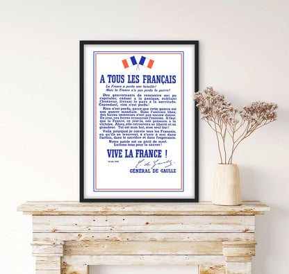 Affiche Général Charles de Gaulle appel du 18 juin 1940 affichevintagefrance
