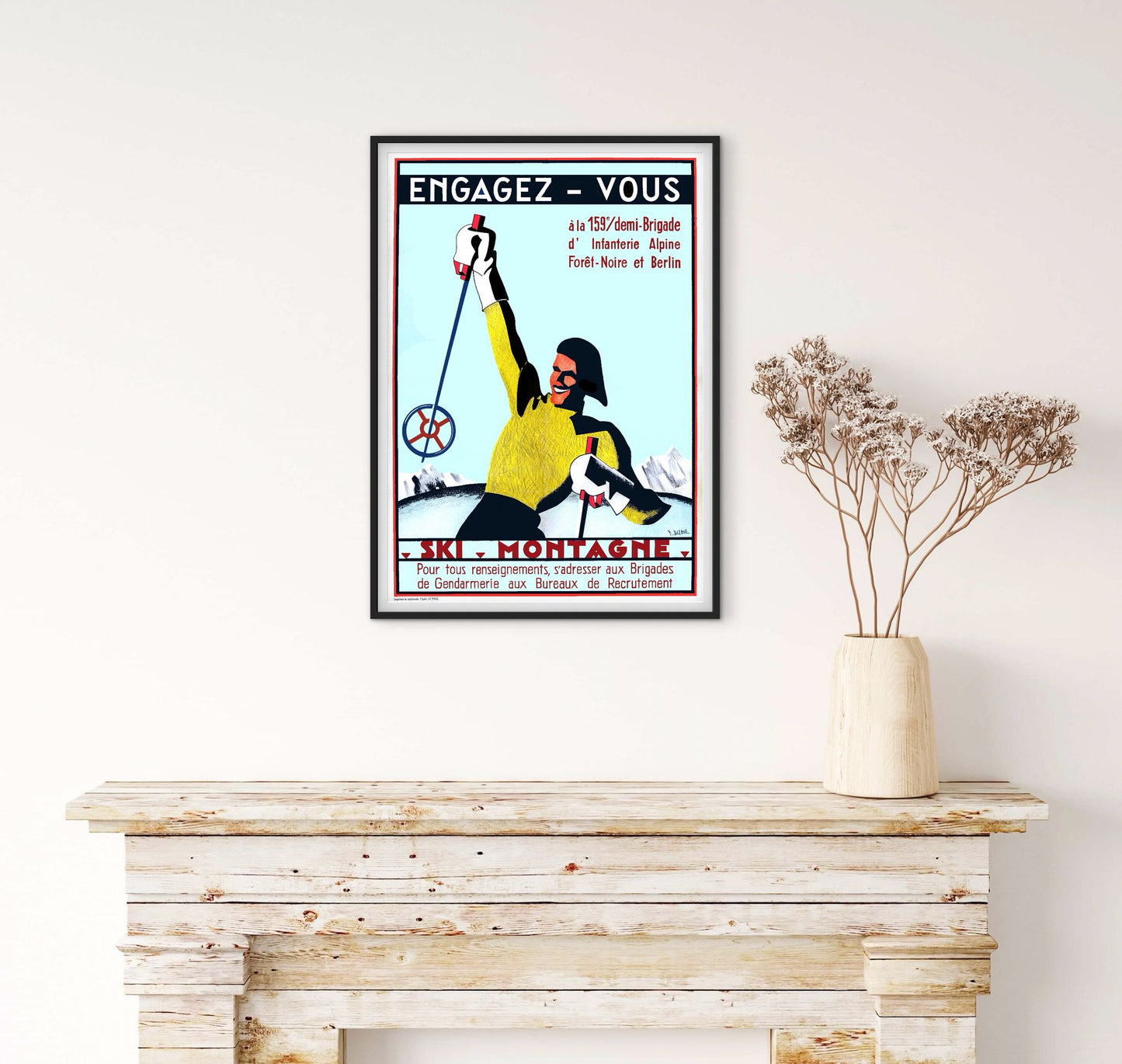 Affiche ski montagne engagez vous brigade d'infanterie alpine