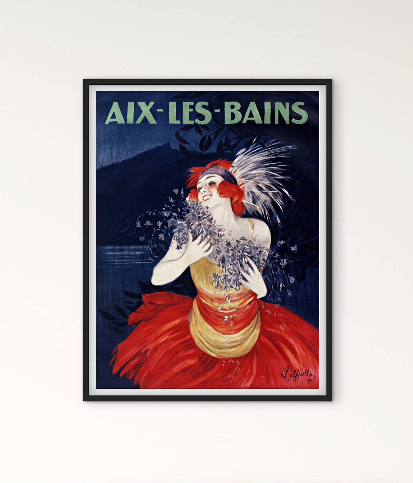 Affiche Aix les bains Femme heureuse affichevintagefrance