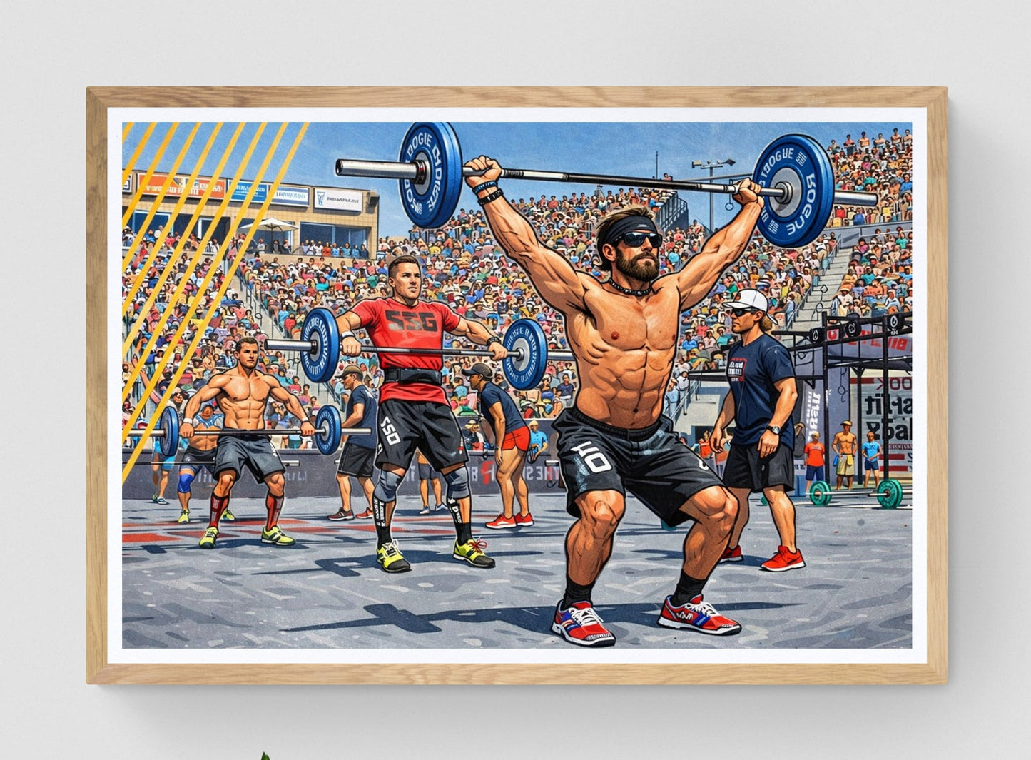Affiche crossfit games athlète sous les projecteurs Thruster affichevintagefrance