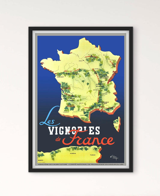 Affiche Carte vignobles de France